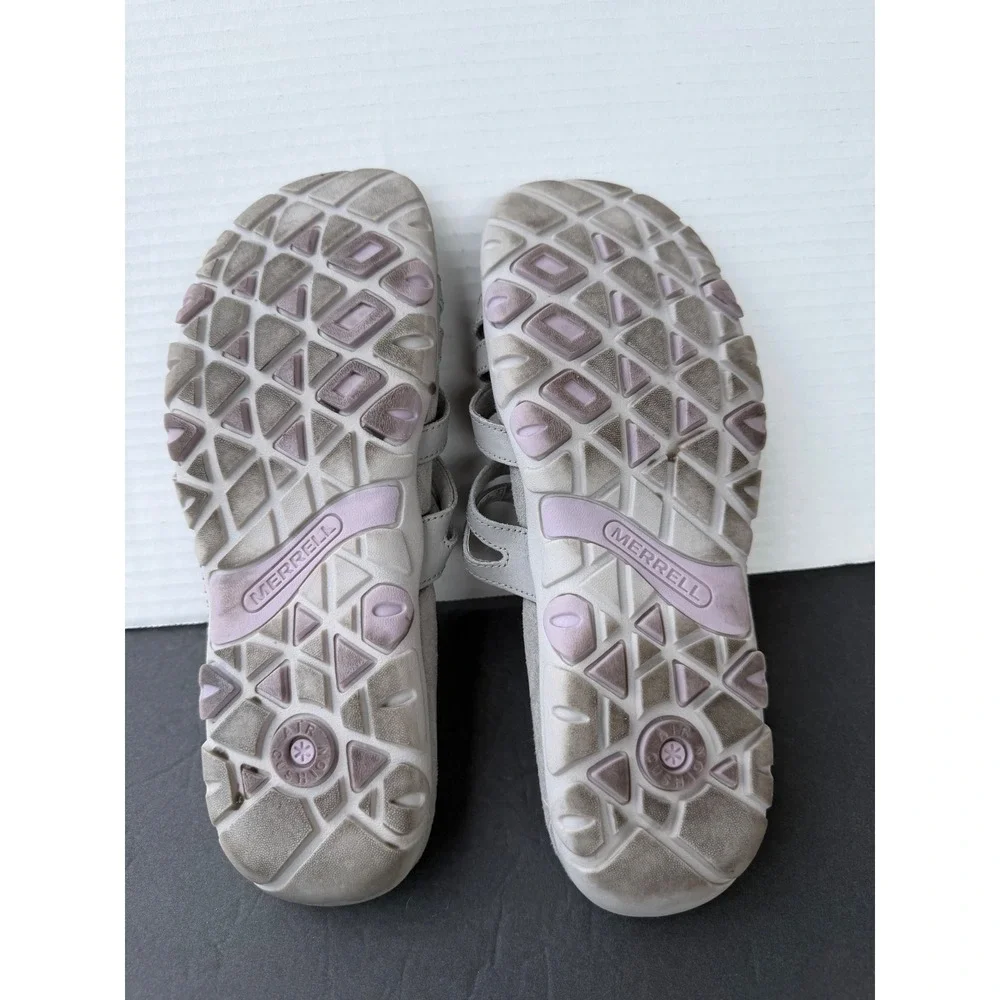 Merrell‎ Terran 3 Leather Cush Slide Moon Gray Comfort Slip On Sandals Sz 8